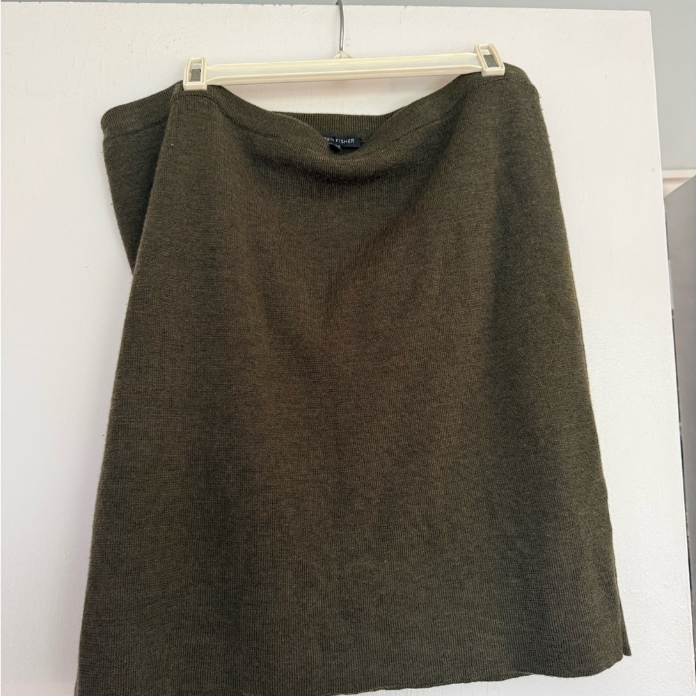 Eileen Fisher Olive Green Knit A-Line Skirt